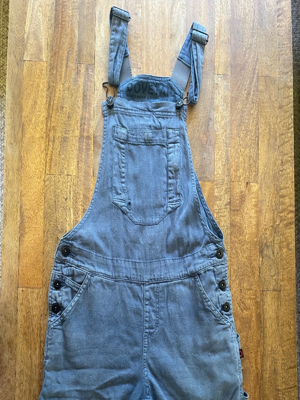 Dovetail Workwear Hemp Utility Shortalls in Dovetail Blue